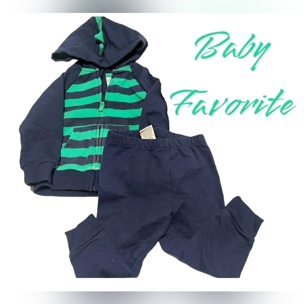 𝅺baby Favorite 3 pc set striped blue ans green boys set 9 months